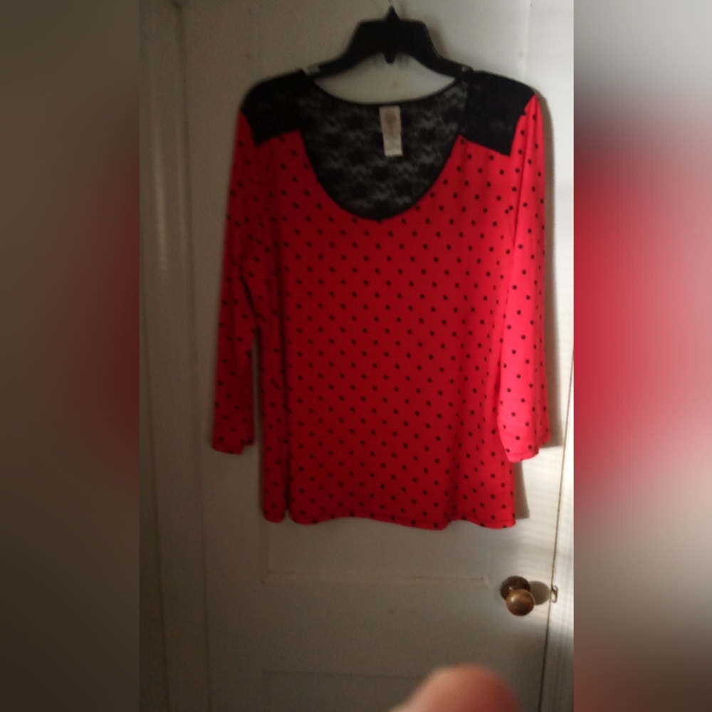 Red polka doted women's top